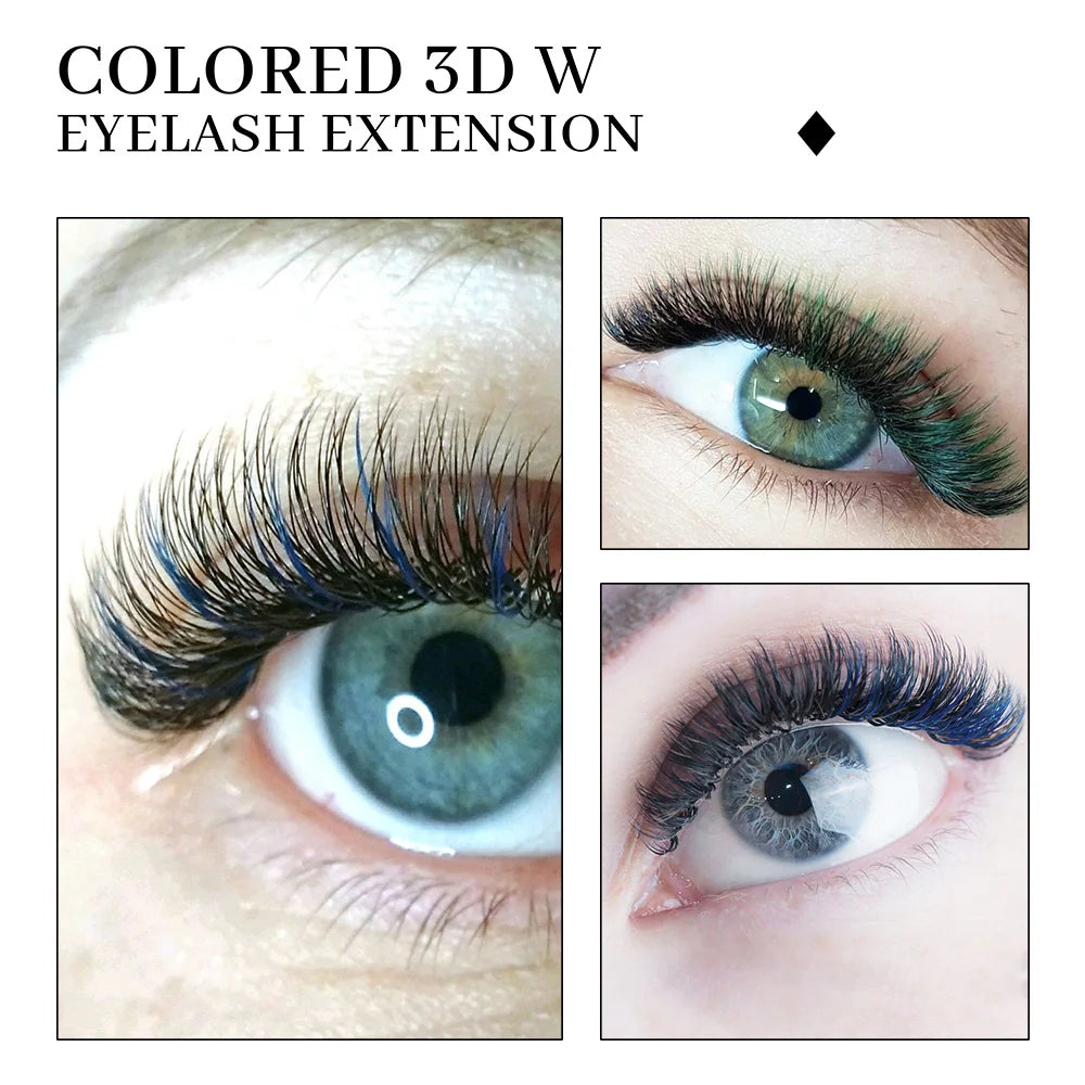Befer Beauty Purple Pink Blue Colored 3D W Lashes Extension 8-13mm Green Colorful Eyelash Extensions Professional Lash Supplies