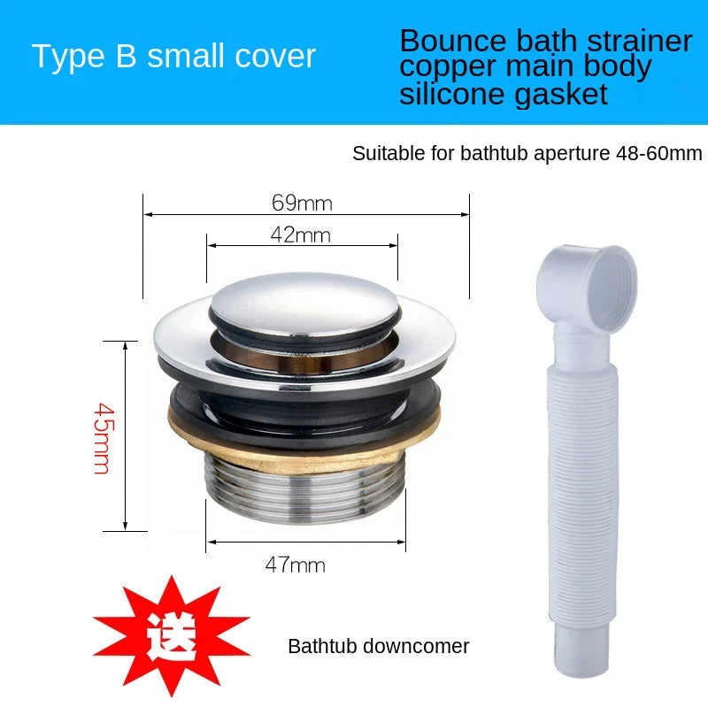 Bathtub Bounce Drainer/single-head Foot-operated Bathtub Drainer/copper Bathtub Drainer  Kitchen Accessories  tub drain