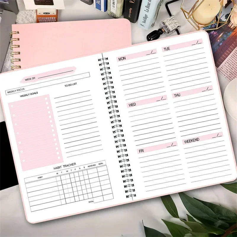 52 Weeks Weekly Planner Notebook A5 Undated Spiral Agenda Daily Student Schedules Journal Stationery Office School Supplies