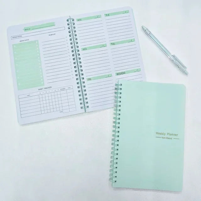 52 Weeks Weekly Planner Notebook A5 Undated Spiral Agenda Daily Student Schedules Journal Stationery Office School Supplies
