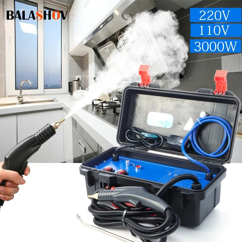 3000W High Temperature Water Spray Gun Steam Cleaner For Air Conditioner Kitchen Hood Car Steam Cleaning Machine English Panel