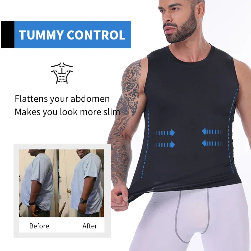 Men Compression Tank Top Slim Sleeveless Vest Breathable Quick Dry for Fitness Gym Sweat Cycling Active Tops