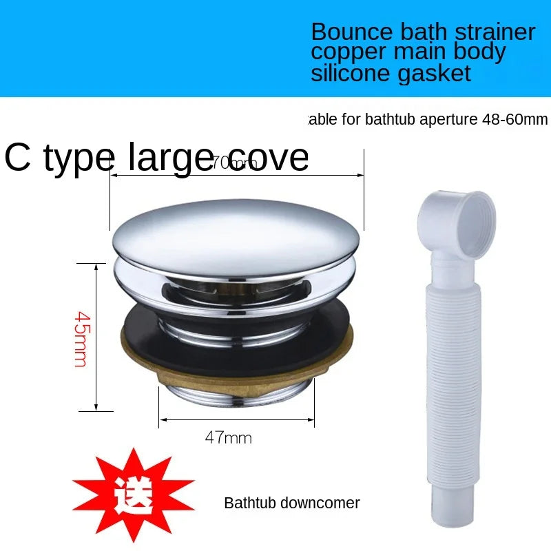 Bathtub Bounce Drainer/single-head Foot-operated Bathtub Drainer/copper Bathtub Drainer  Kitchen Accessories  tub drain